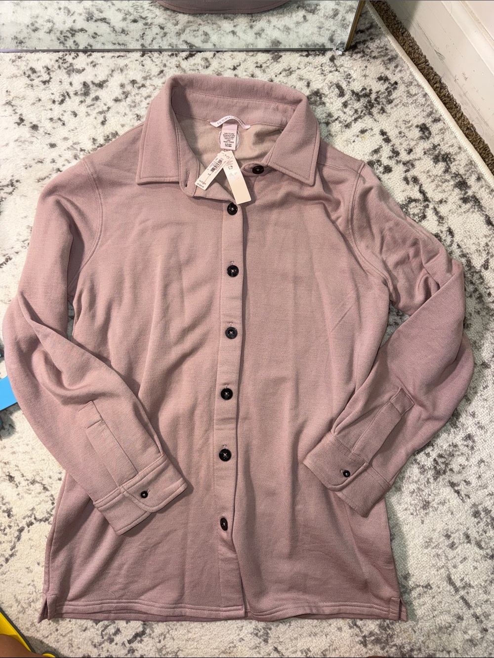 Victoria's Secret Dusty Rose Button-Front Shirt Jacket LOUGE
